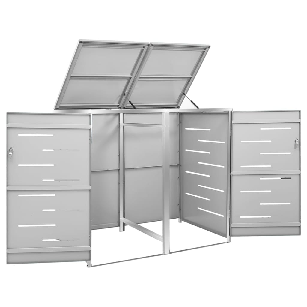 Søppeldunkskur dobbelt 138x77,5x115 cm rustfritt stål
