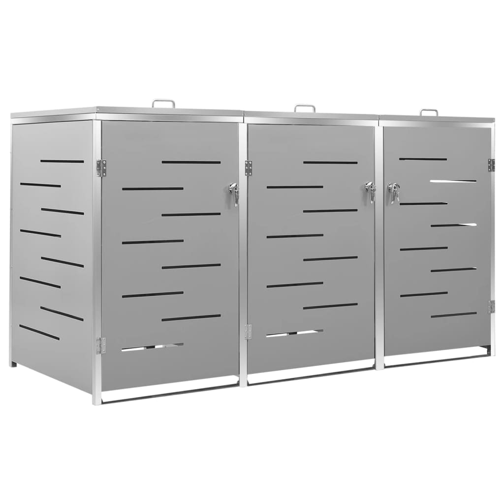 Søppeldunkskur trippelt 207x77,5x115 cm rustfritt stål