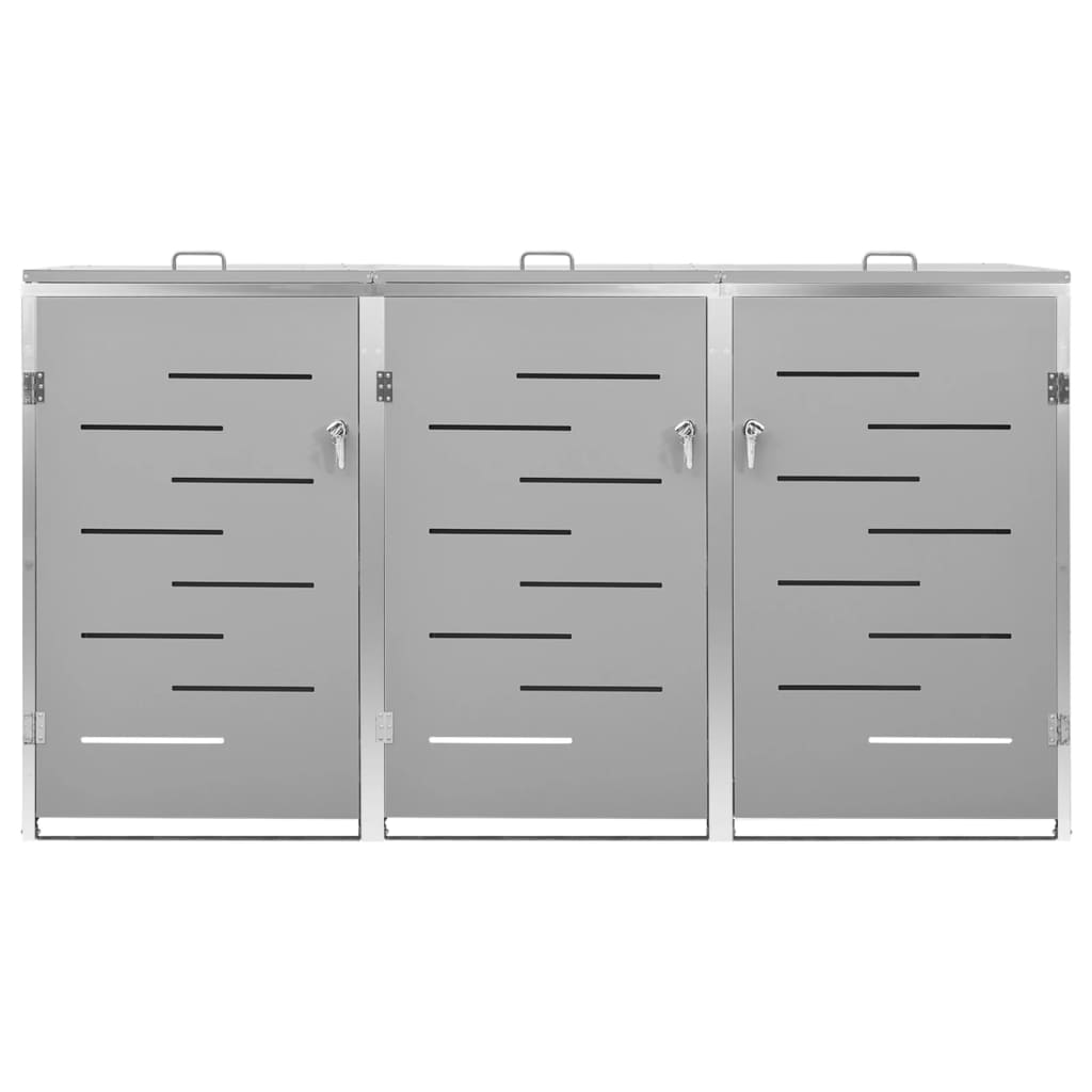 Søppeldunkskur trippelt 207x77,5x115 cm rustfritt stål