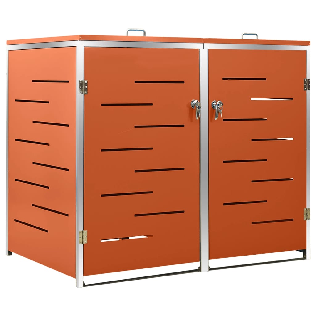 Søppeldunkskur dobbelt 138x77,5x115 cm rustfritt stål