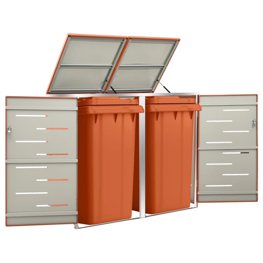 Søppeldunkskur dobbelt 138x77,5x115 cm rustfritt stål