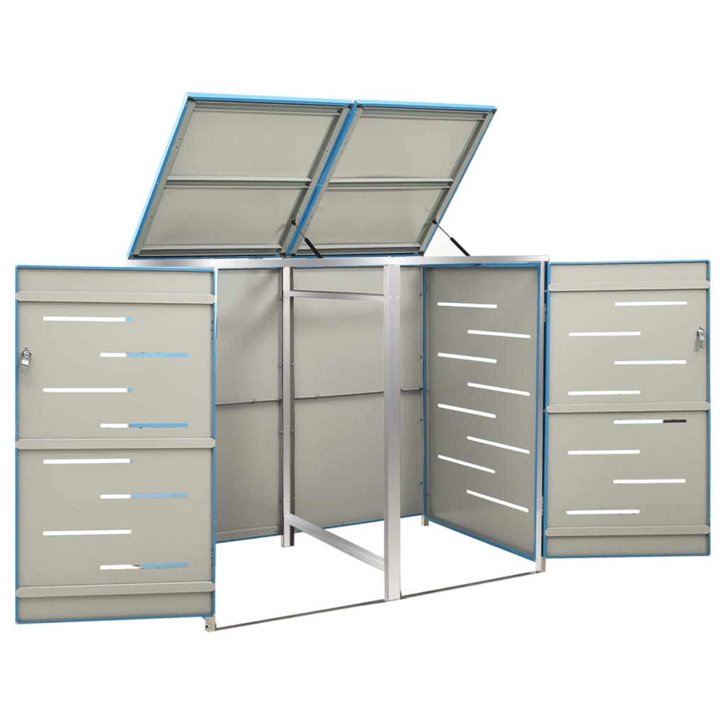 Søppeldunkskur dobbelt 138x77,5x115 cm rustfritt stål