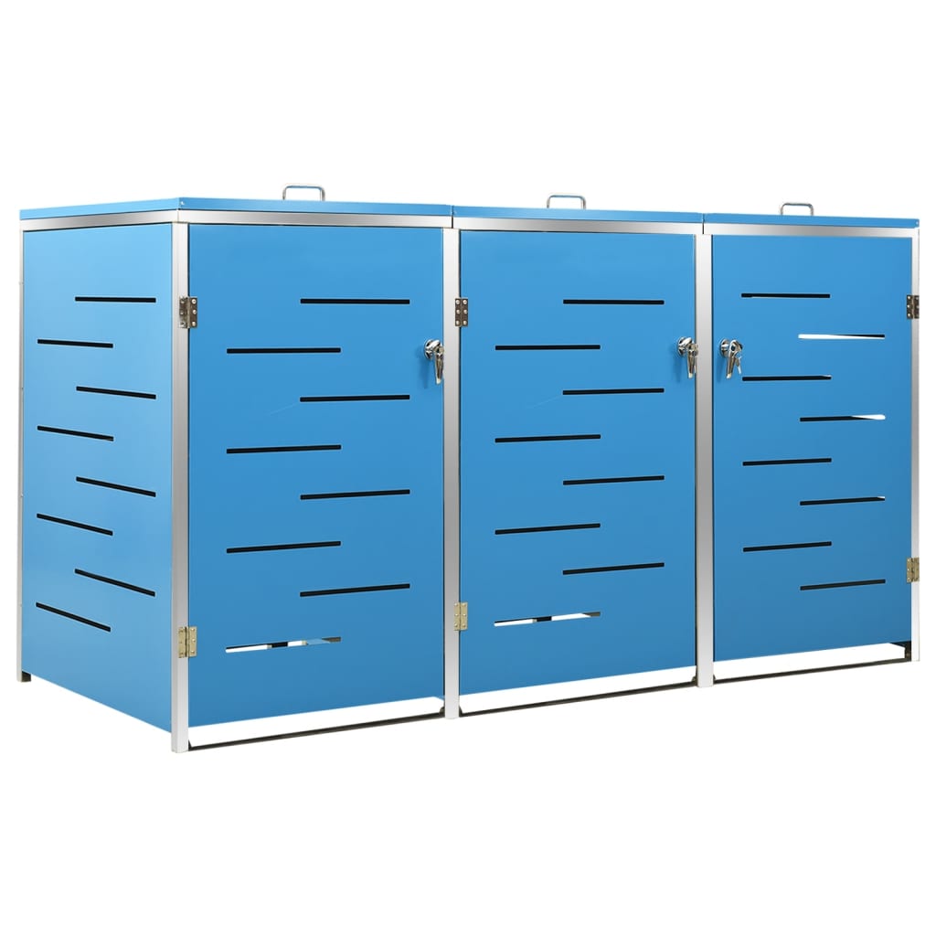Søppeldunkskur trippelt 207x77,5x115 cm rustfritt stål