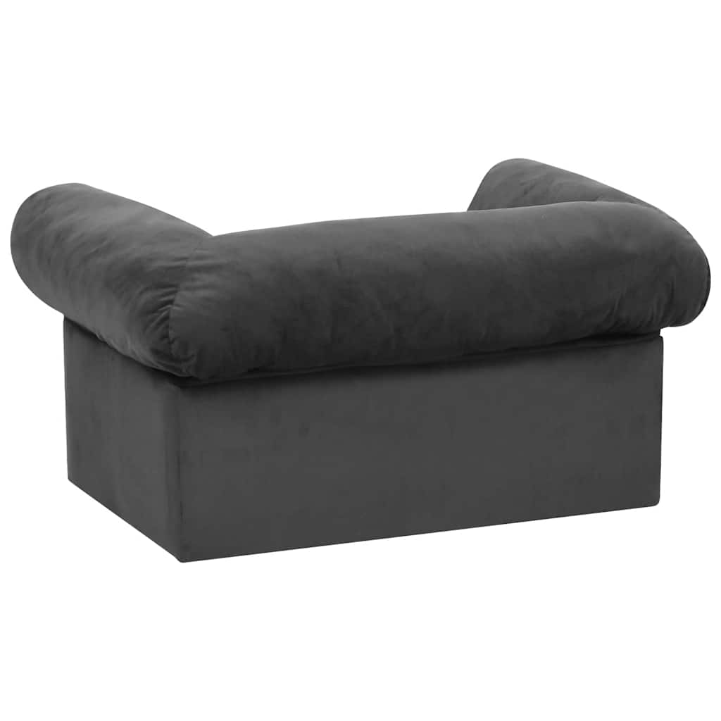 Hundesofa med skuff mørkegrå 75x50x38 cm plysj