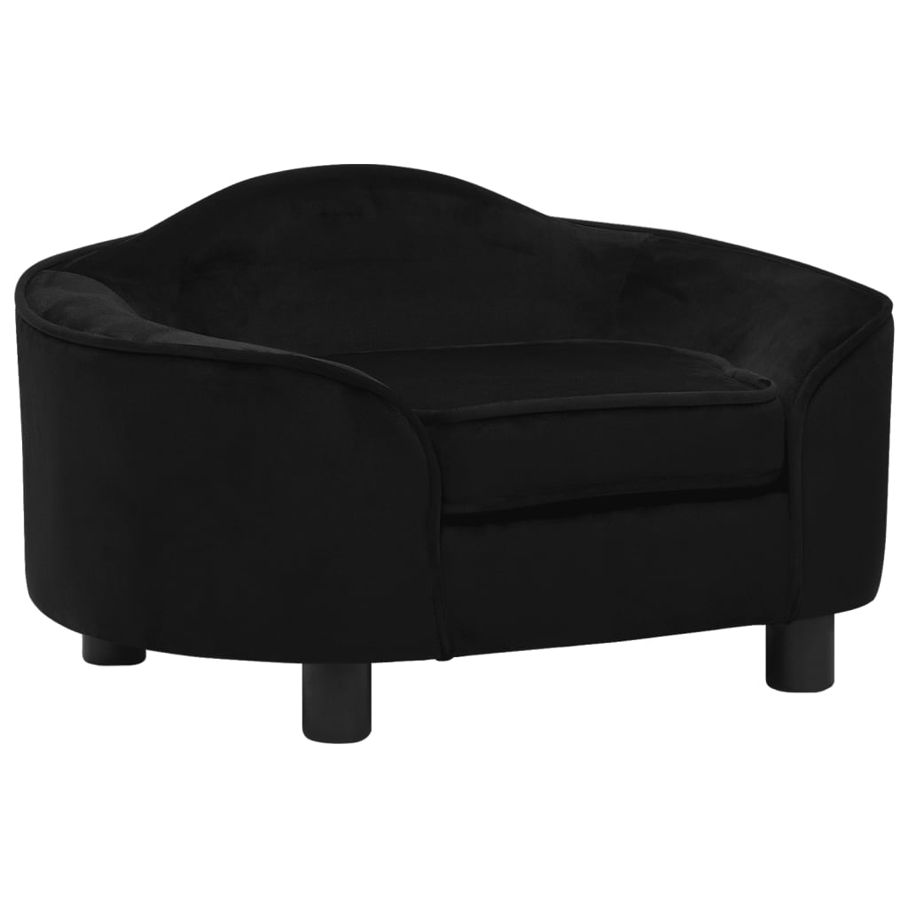 Hundesofa svart 67x47x36 cm plysj