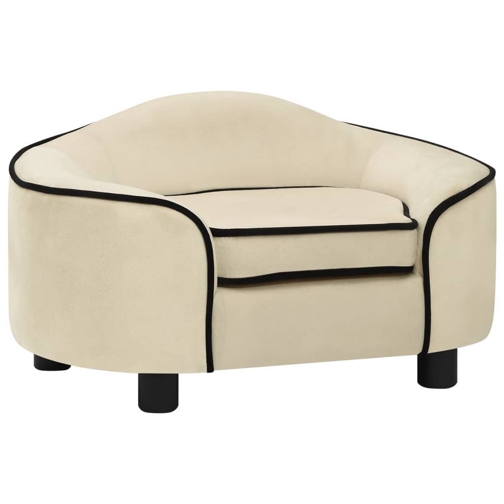 Hundesofa kremhvit 67x47x36 cm plysj