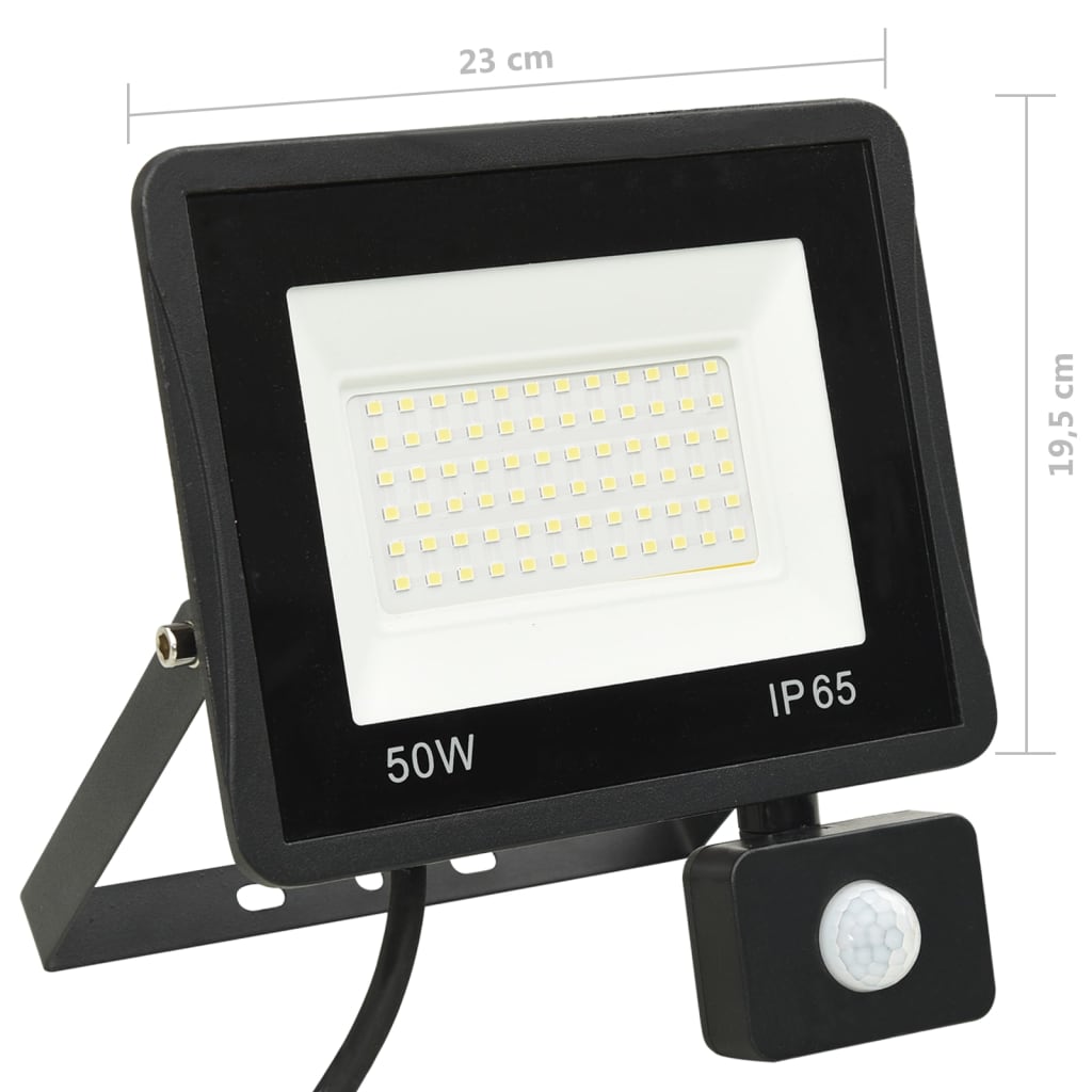 LED-flomlys med sensor 50 W varmhvit