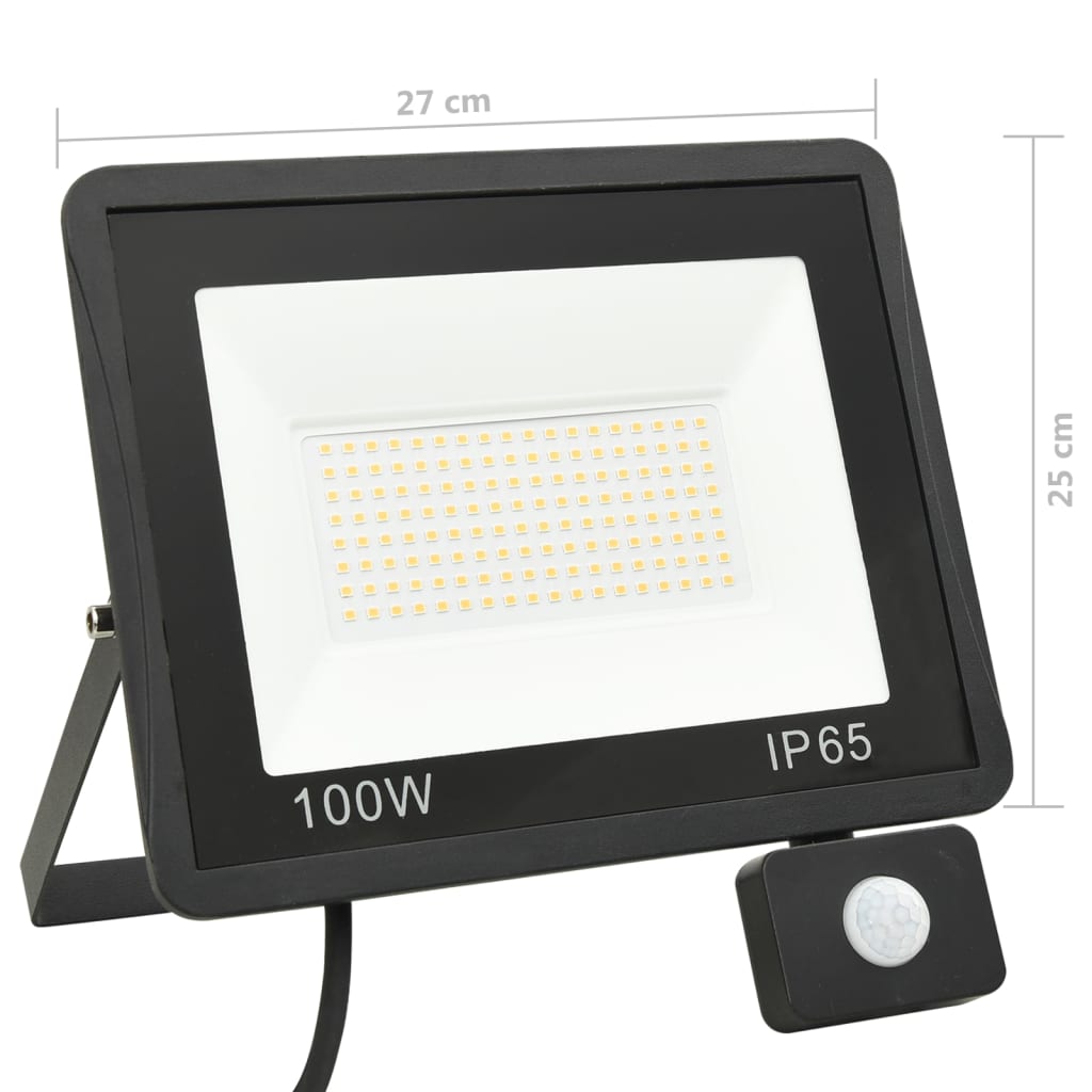 LED-flomlys med sensor 100 W varmhvit