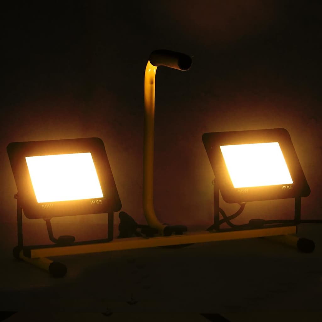 LED-flomlys med håndtak 2x50 W varmhvit