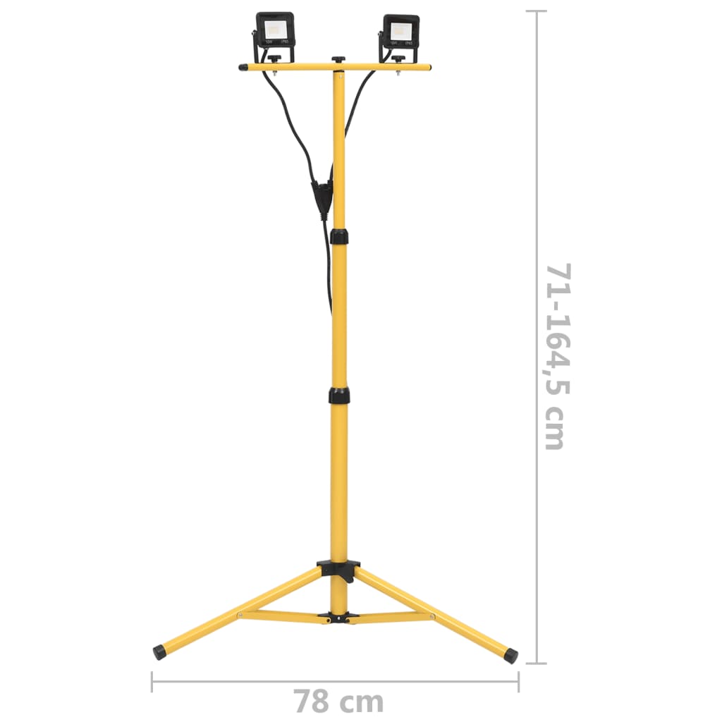 LED-flomlys med stativ 2x10 W varmhvit