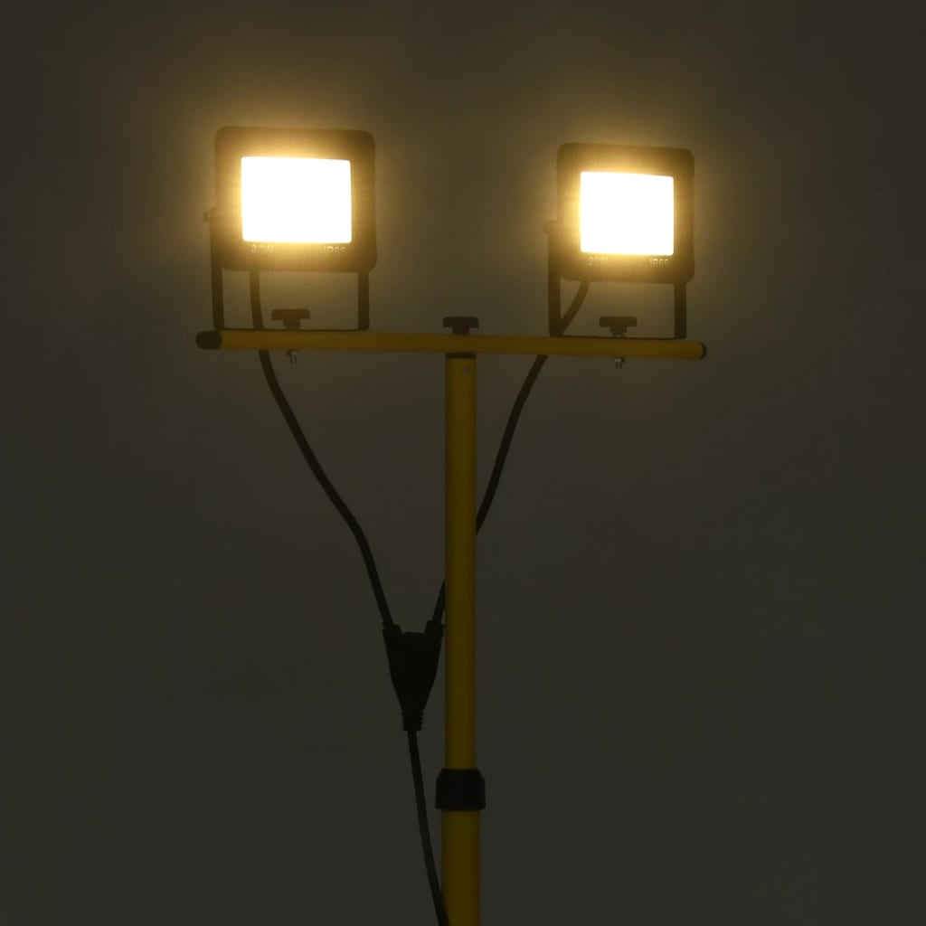 LED-flomlys med stativ 2x20 W varmhvit