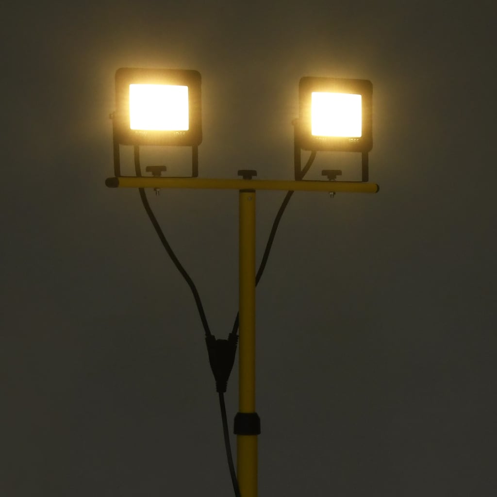 LED-flomlys med stativ 2x30 W varmhvit