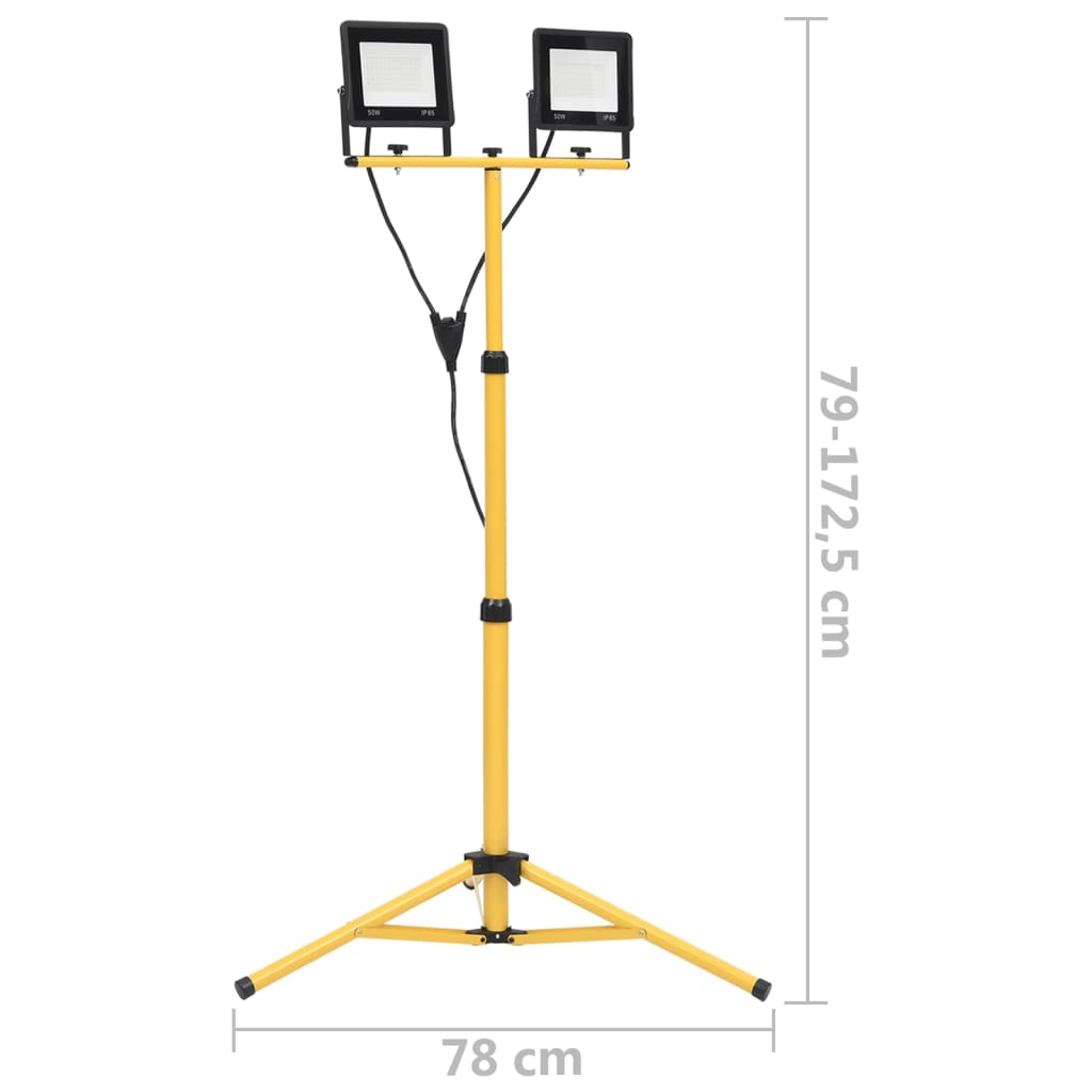 LED-flomlys med stativ 2x50 W kaldhvit
