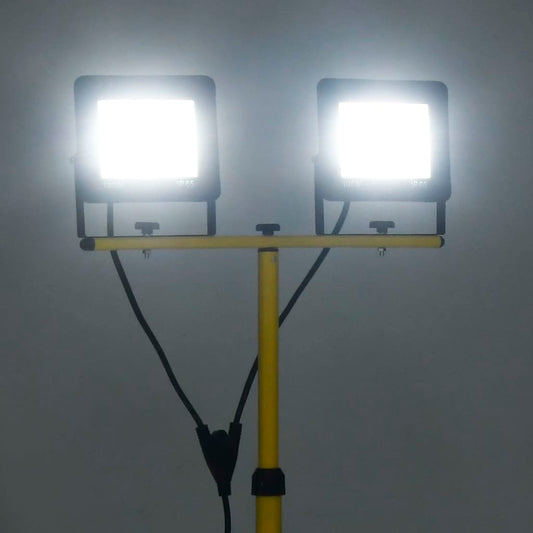 LED-flomlys med stativ 2x100 W kaldhvit