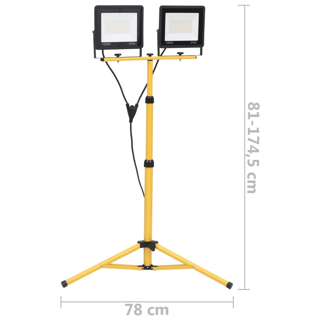 LED-flomlys med stativ 2x100 W kaldhvit