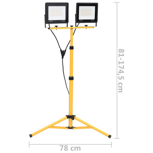 LED-flomlys med stativ 2x100 W kaldhvit