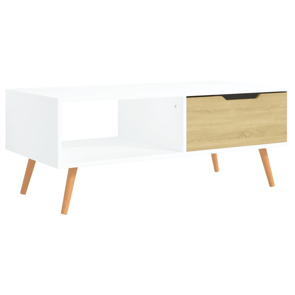 Salongbord hvit og sonoma eik 100x49,5x43 cm konstruert tre