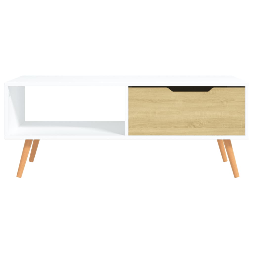 Salongbord hvit og sonoma eik 100x49,5x43 cm konstruert tre