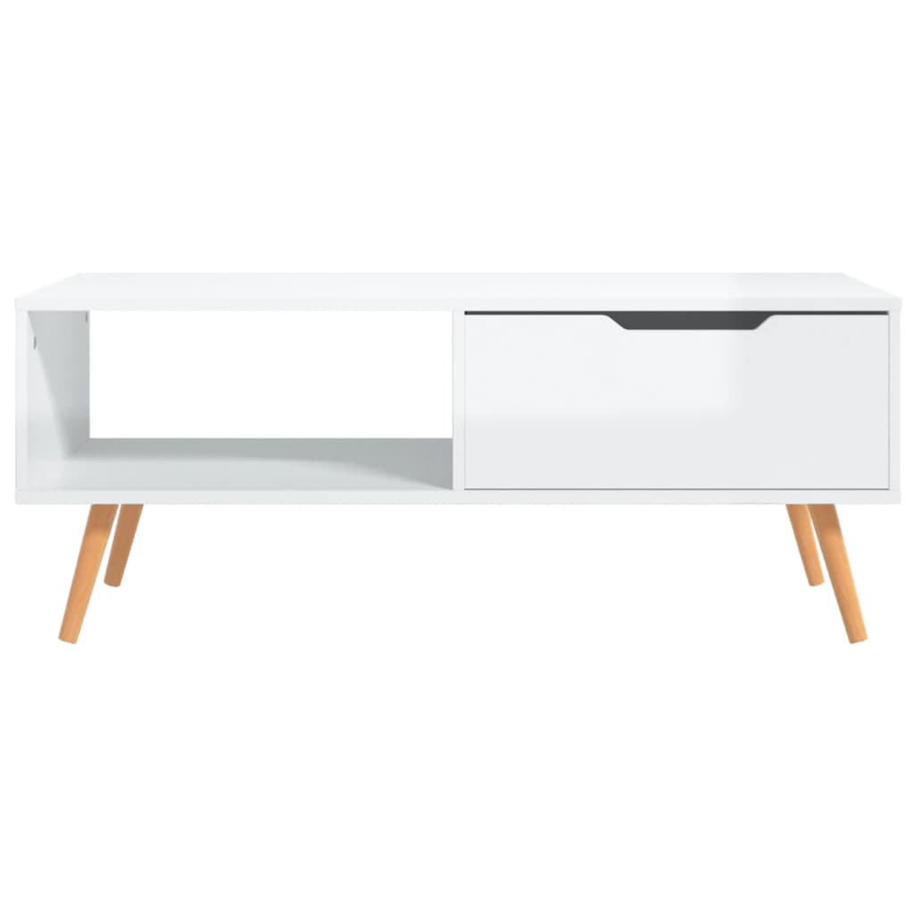 Salongbord høyglans hvit 100x49,5x43 cm sponplate