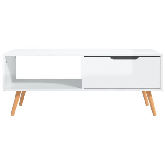 Salongbord høyglans hvit 100x49,5x43 cm sponplate