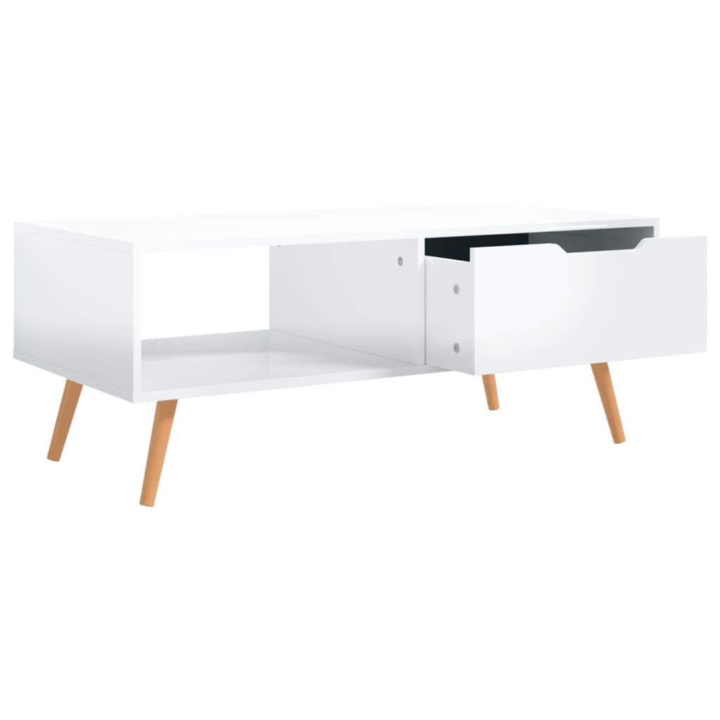 Salongbord høyglans hvit 100x49,5x43 cm sponplate