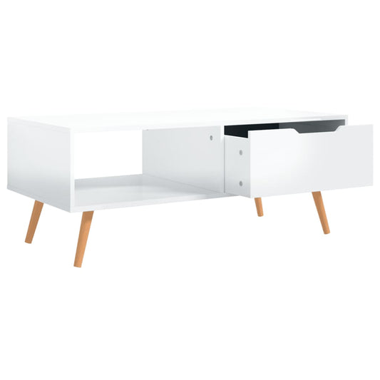 Salongbord høyglans hvit 100x49,5x43 cm sponplate