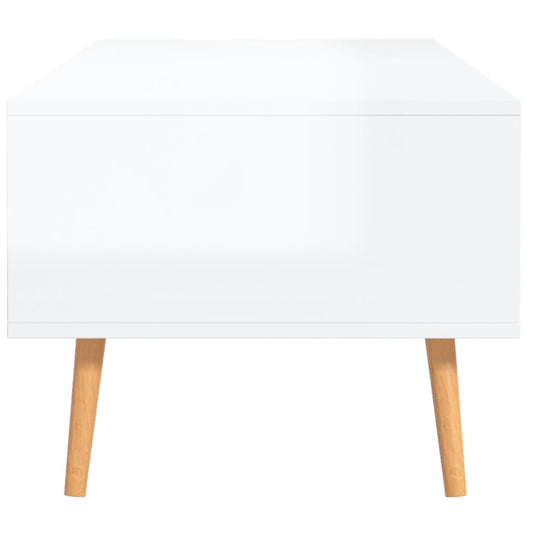 Salongbord høyglans hvit 100x49,5x43 cm sponplate