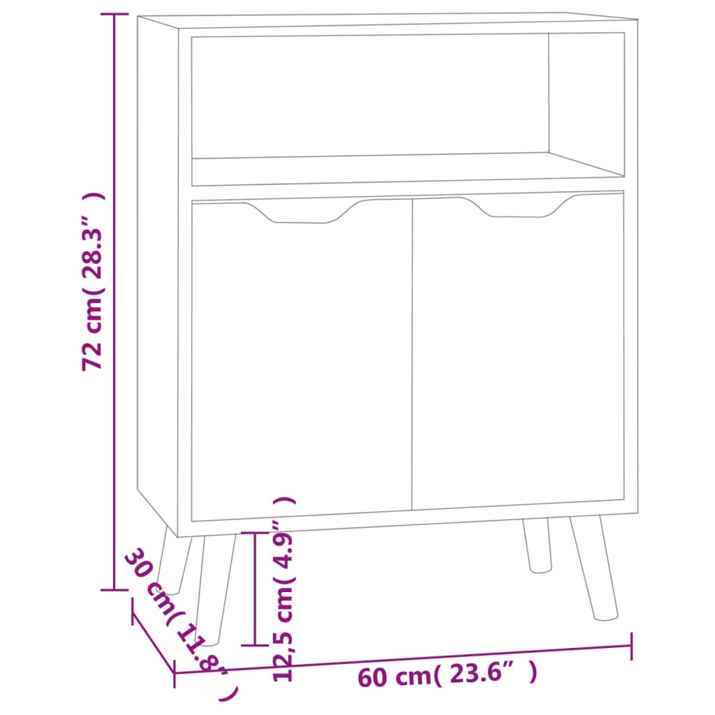 Skjenk høyglans svart 60x30x72 cm sponplate