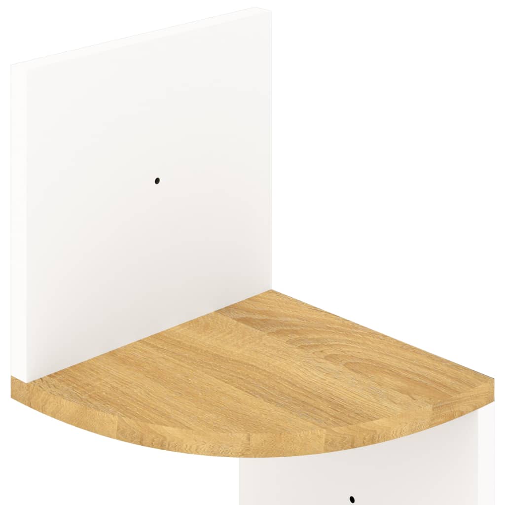 Vegghjørnehylle hvit og sonoma eik 19x19x123 cm konstruert tre