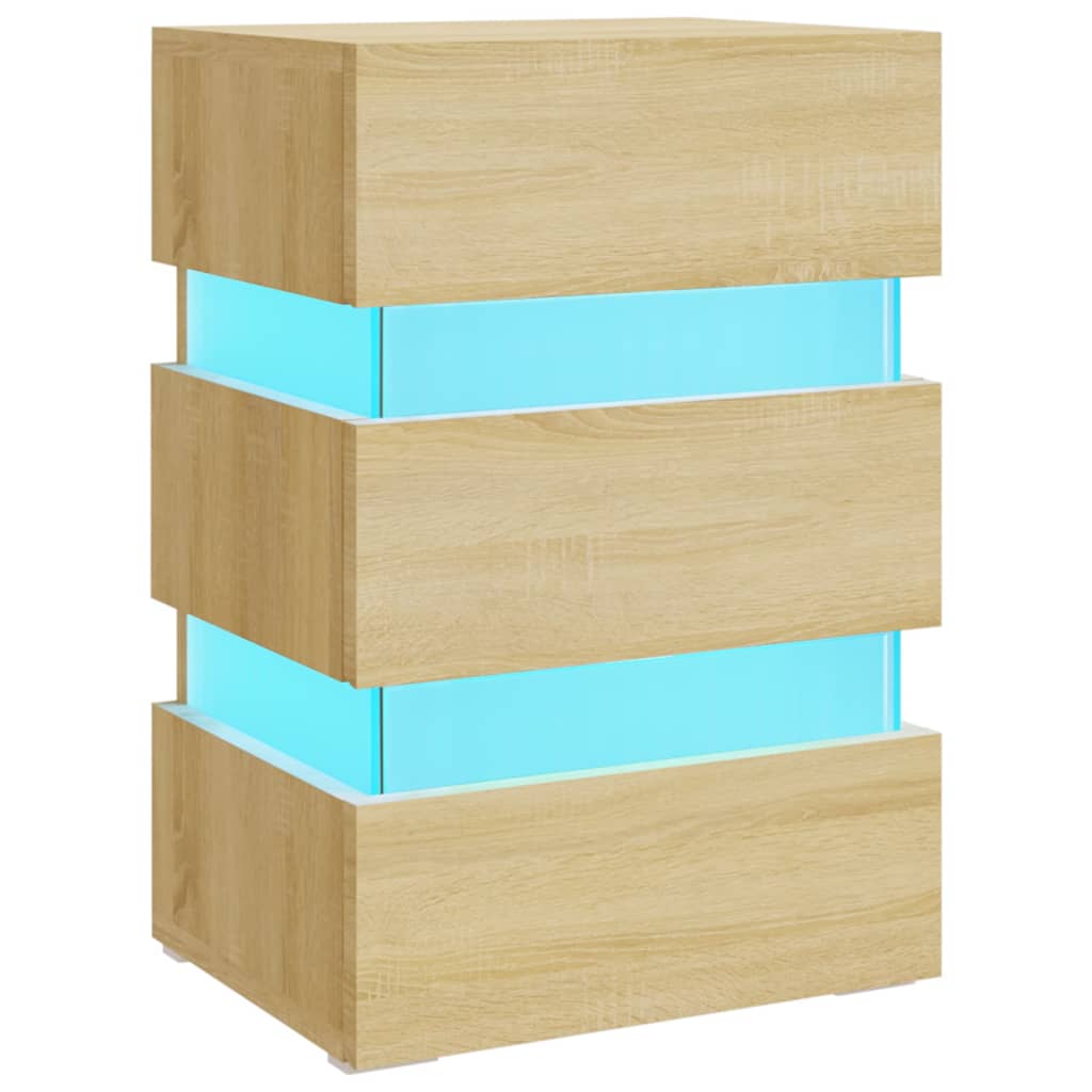 LED-nattbord sonoma eik 45x35x67 cm konstruert tre