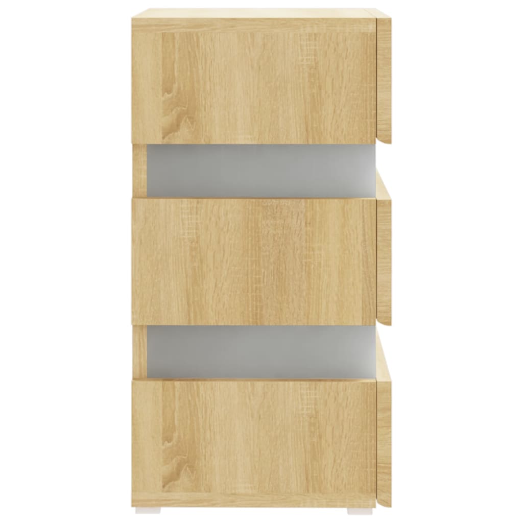 LED-nattbord sonoma eik 45x35x67 cm konstruert tre