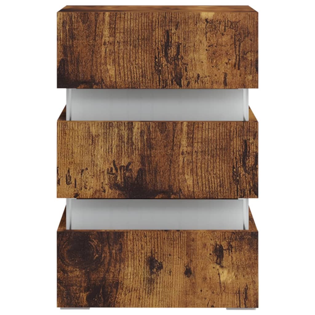 LED-nattbord røkt eik 45x35x67 cm konstruert tre