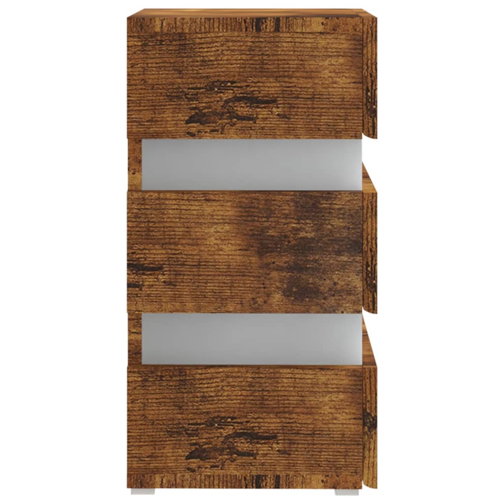 LED-nattbord røkt eik 45x35x67 cm konstruert tre