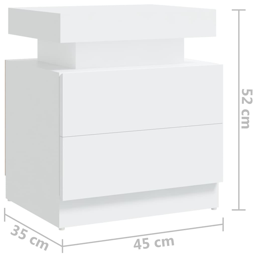 Nattbord hvit 45x35x52 cm konstruert tre