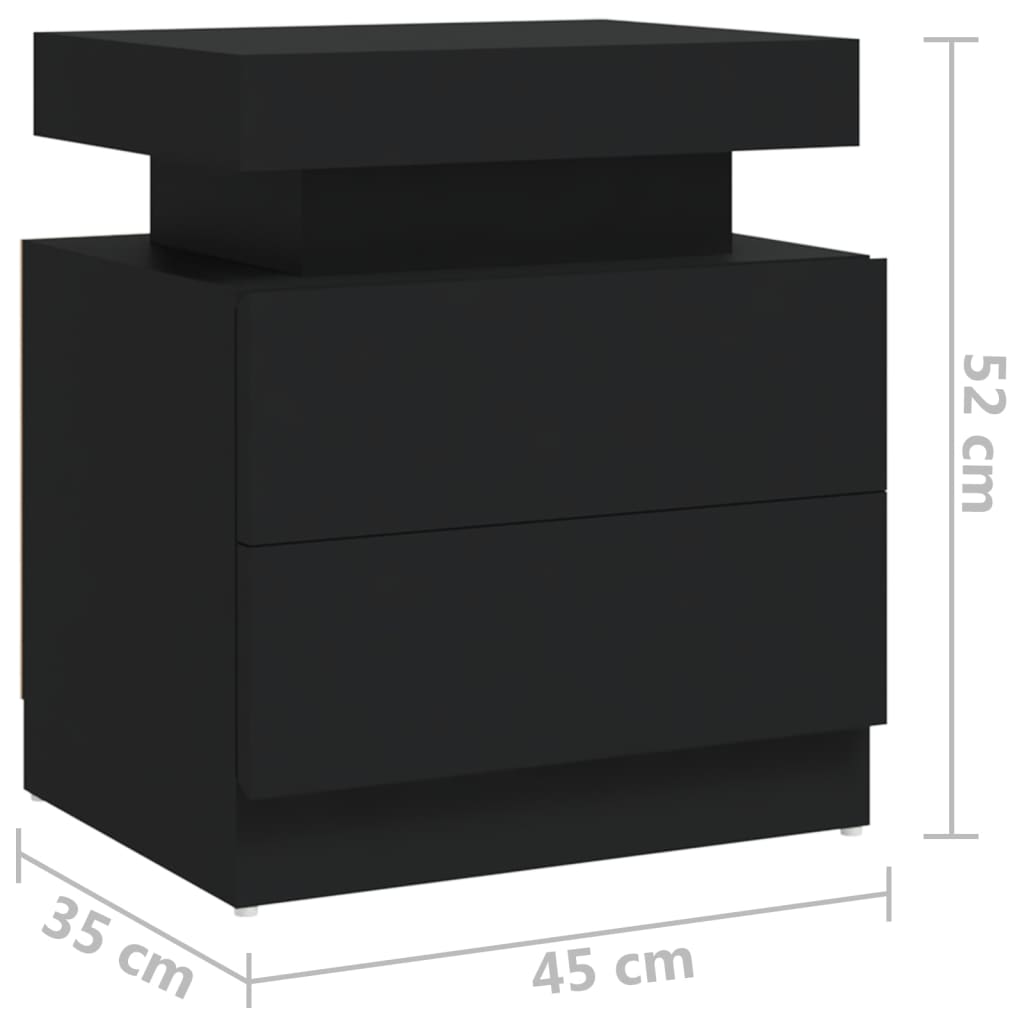 Nattbord svart 45x35x52 cm konstruert tre