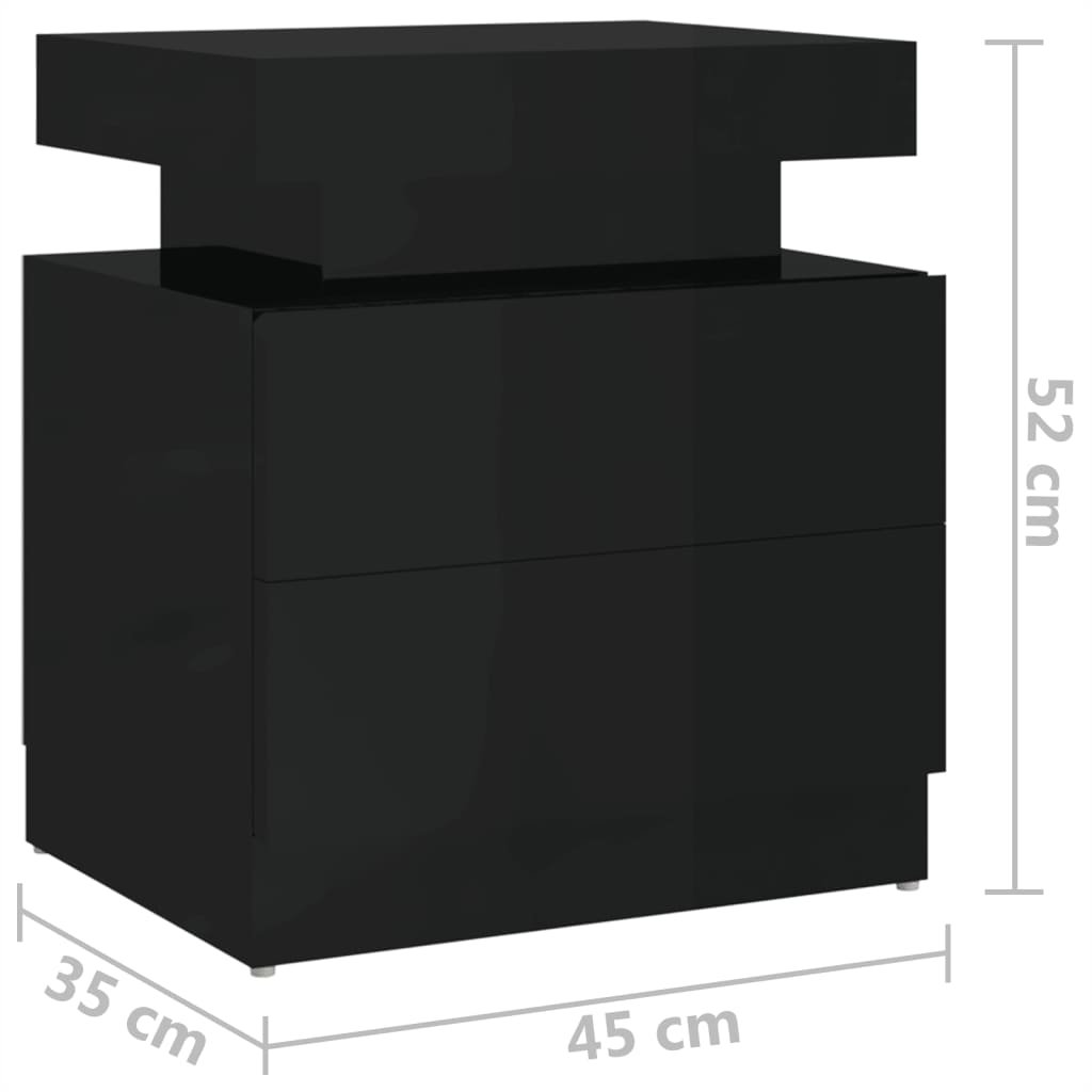 Nattbord høyglans svart 45x35x52 cm konstruert tre