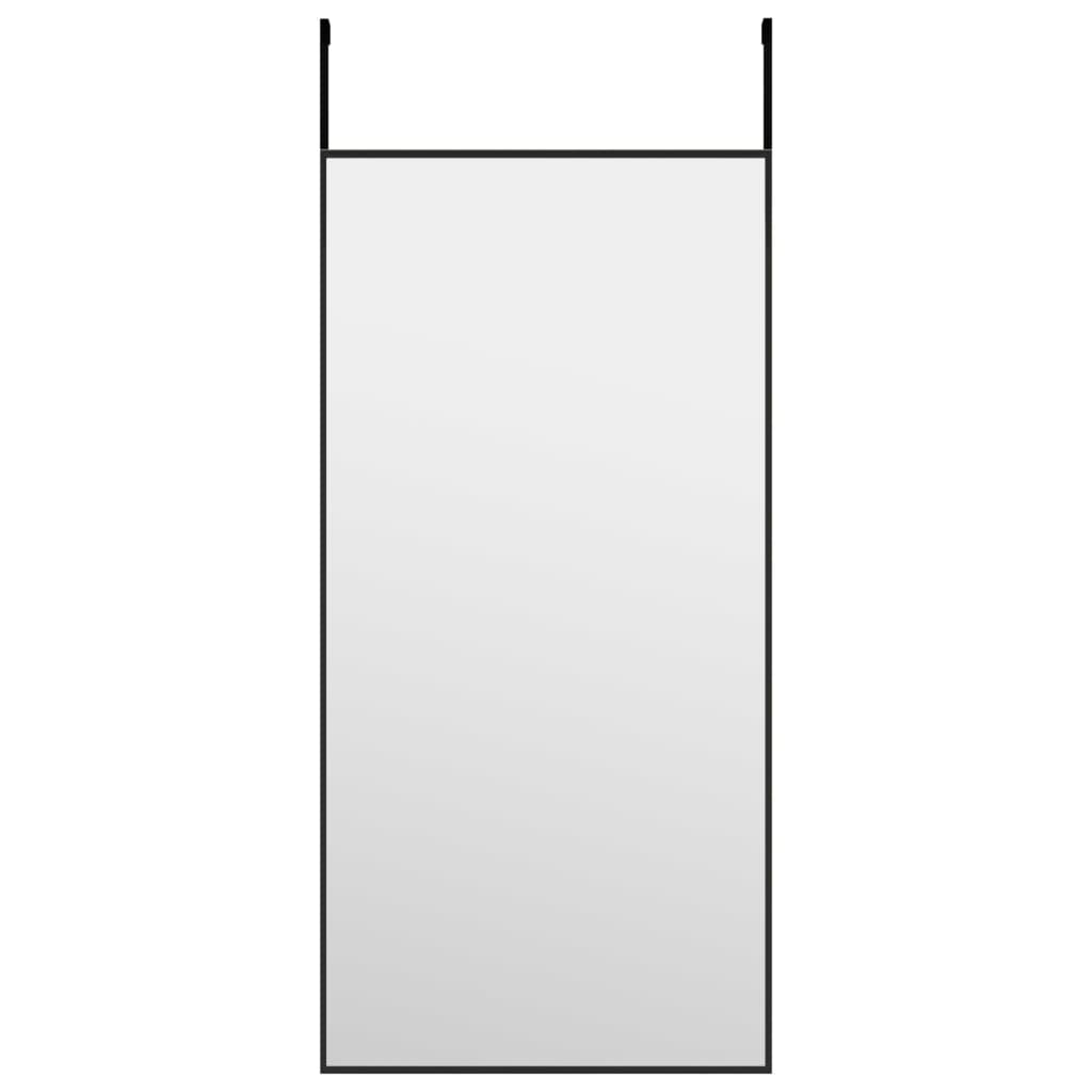 Dørspeil svart 30x60 cm glass og aluminium