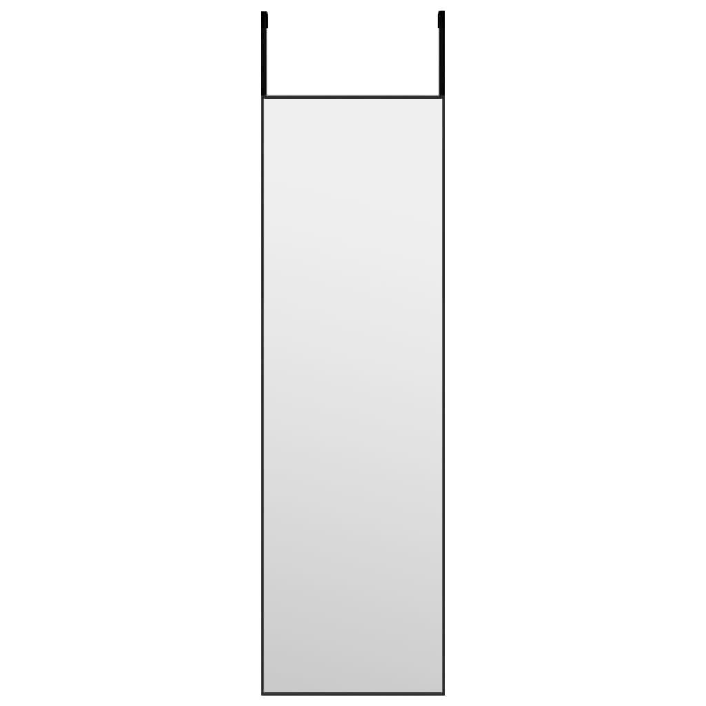 Dørspeil svart 30x100 cm glass og aluminium