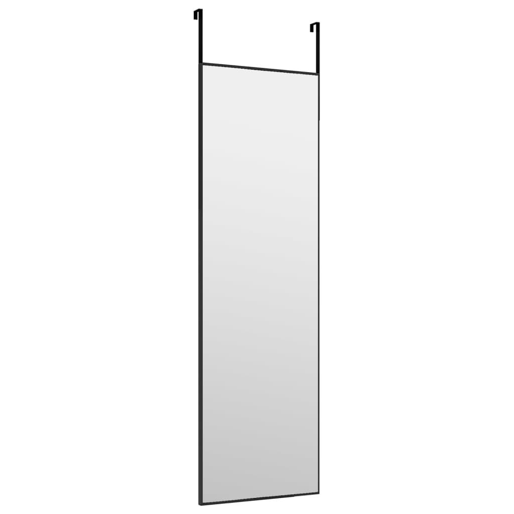 Dørspeil svart 30x100 cm glass og aluminium