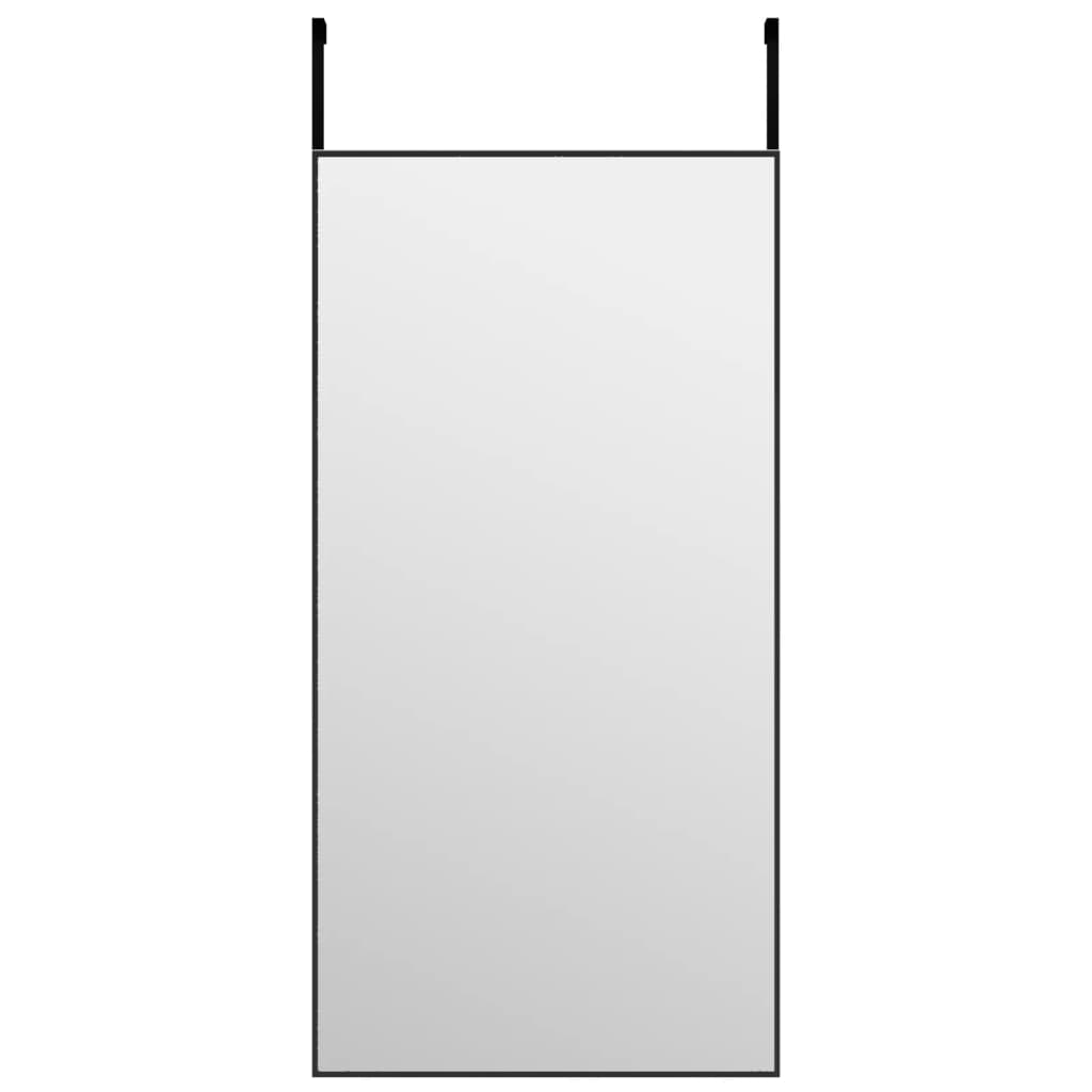 Dørspeil svart 40x80 cm glass og aluminium