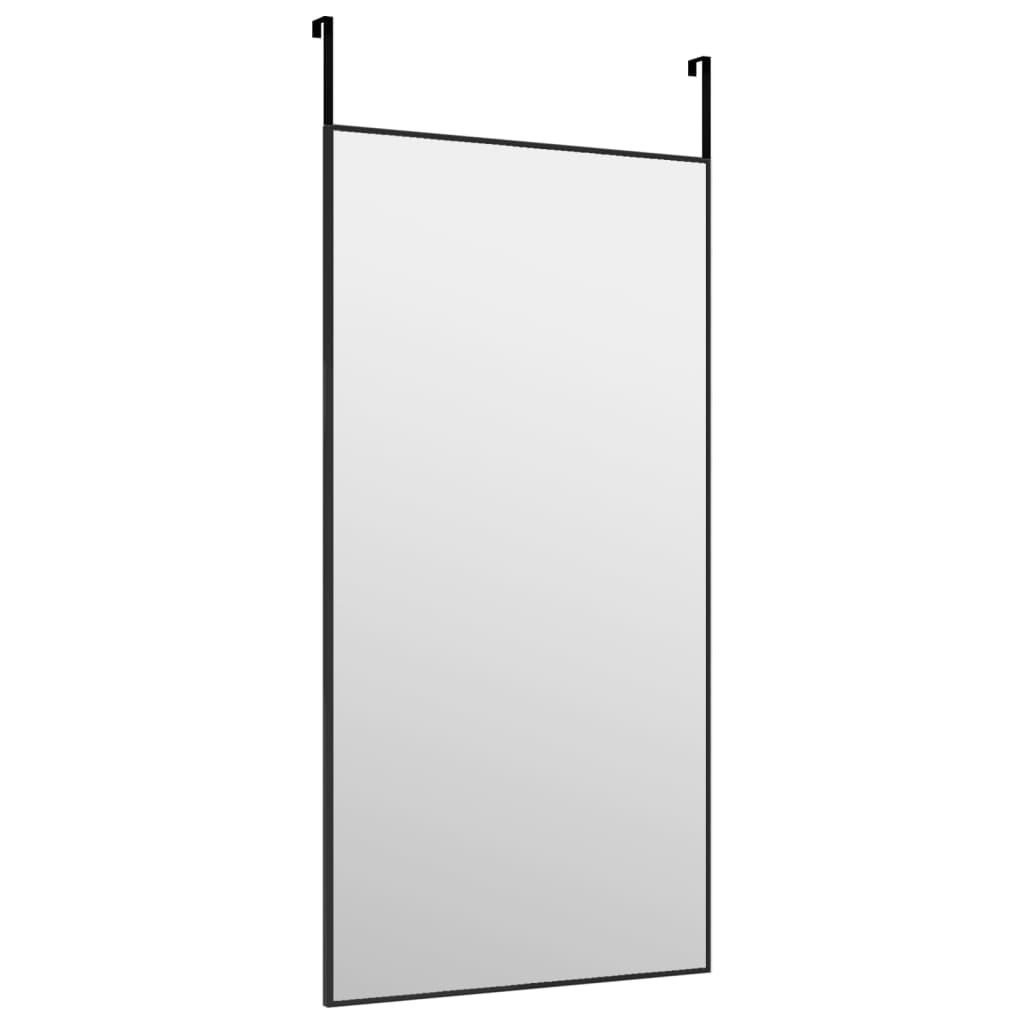 Dørspeil svart 40x80 cm glass og aluminium