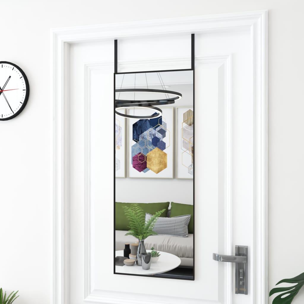 Dørspeil svart 40x100 cm glass og aluminium