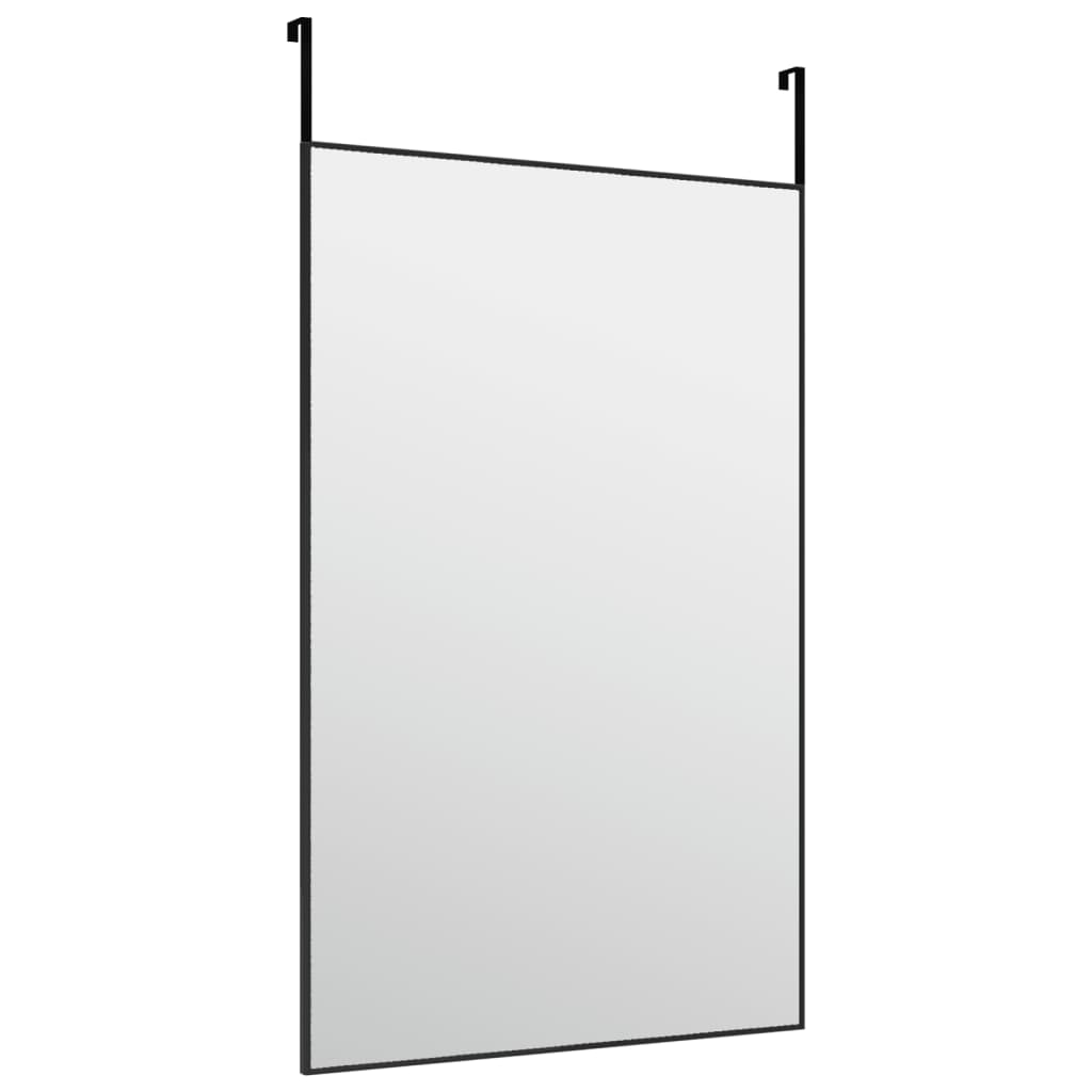 Dørspeil svart 50x80 cm glass og aluminium