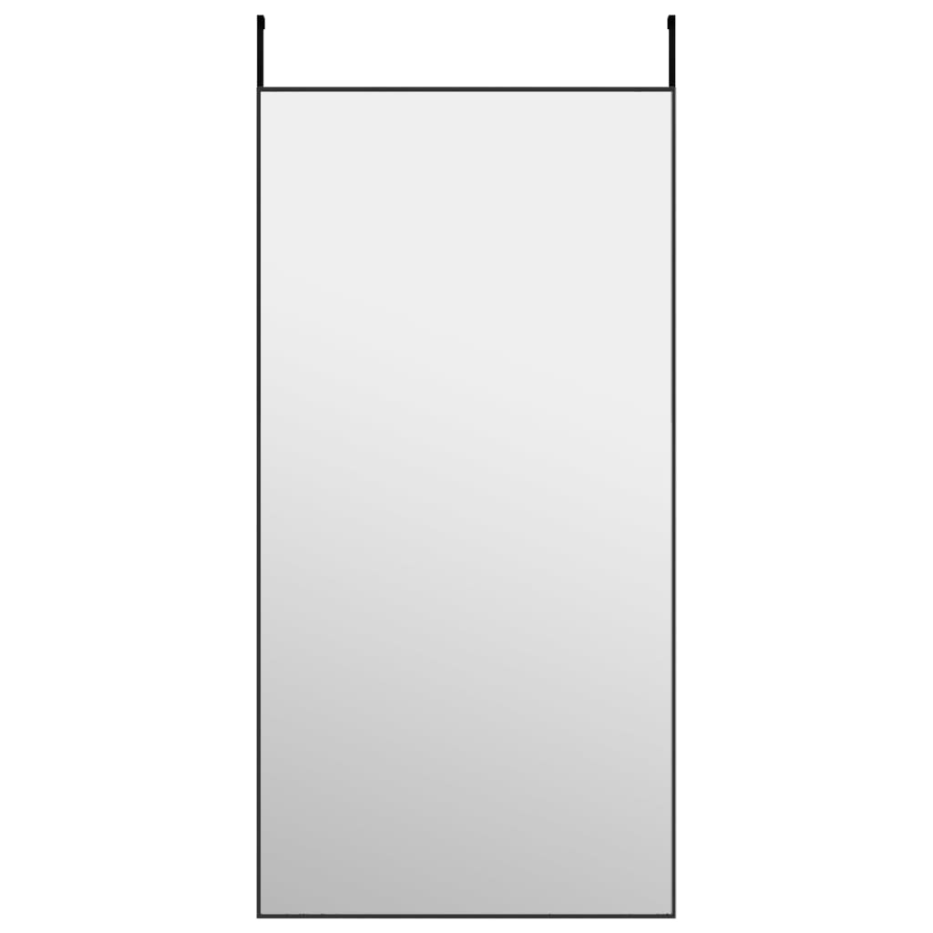 Dørspeil svart 50x100 cm glass og aluminium
