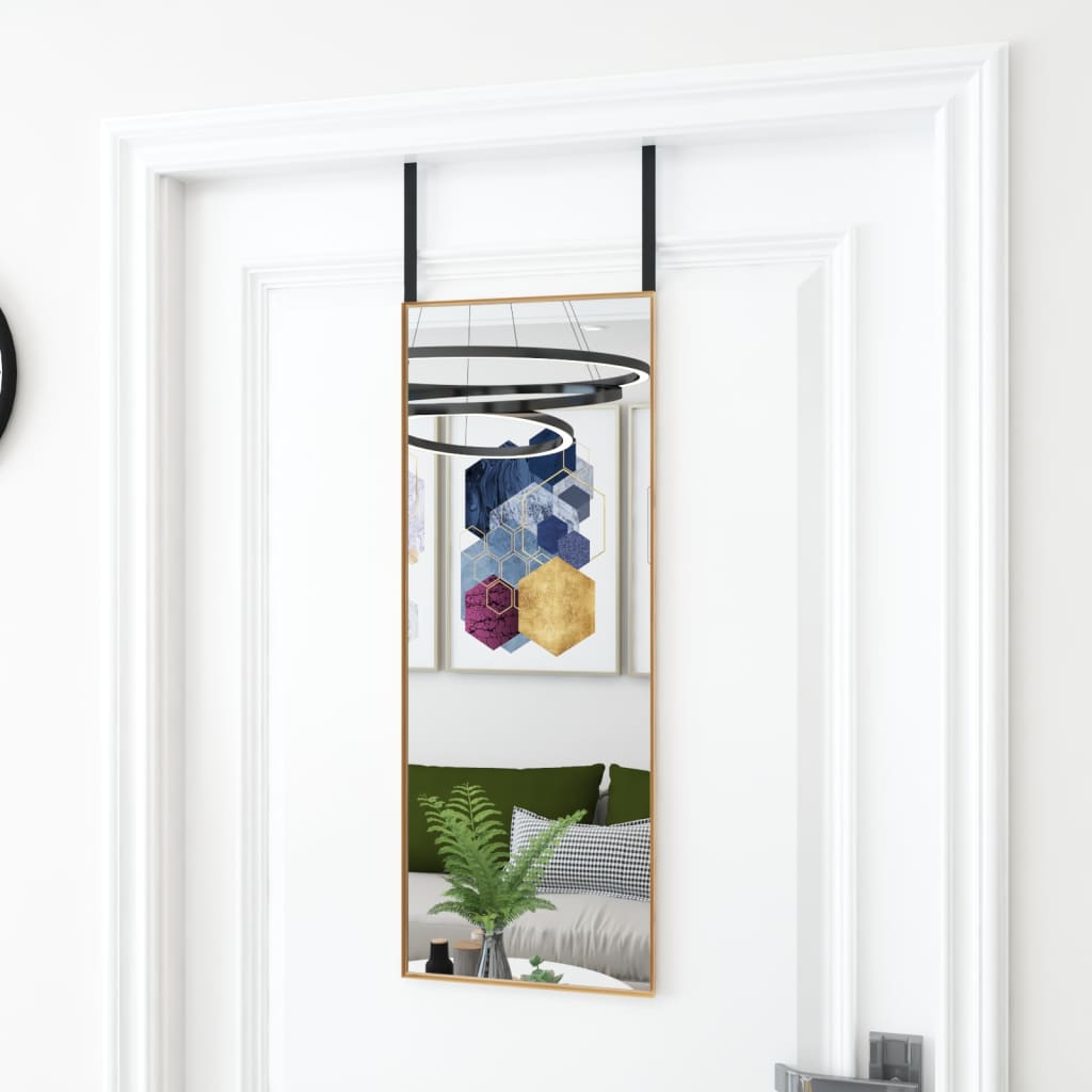 Dørspeil gull 30x80 cm glass og aluminium
