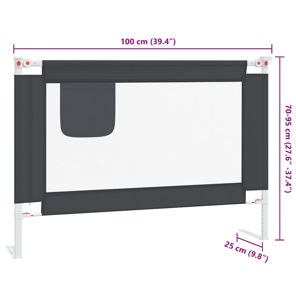 Sengehest småbarn mørkegrå 100x25 cm stoff