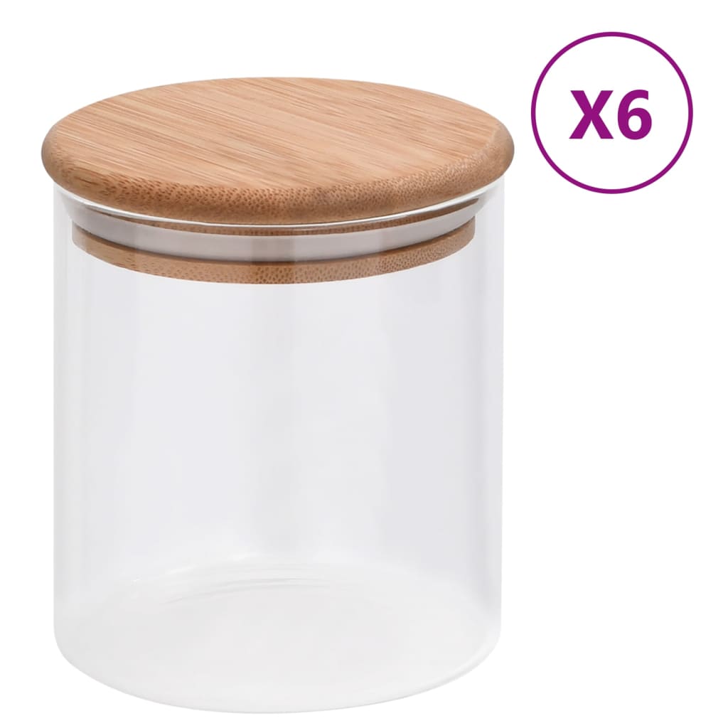 Glasskrukker med bambuslokk 6 stk 600 ml