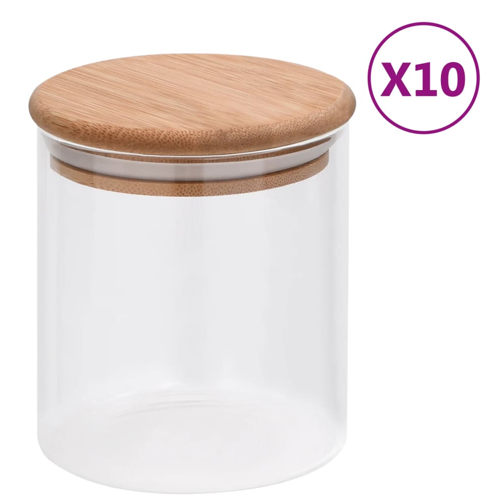 Glasskrukker med bambuslokk 10 stk 600 ml