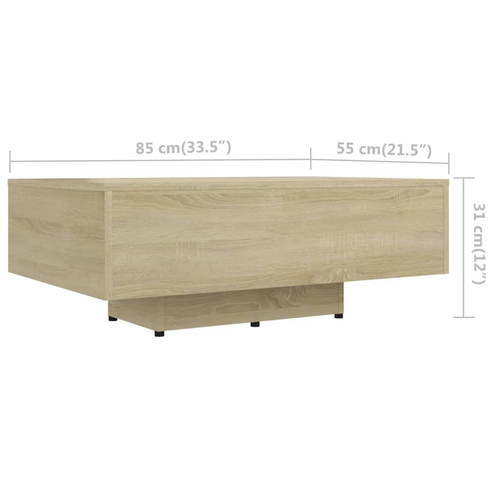 Salongbord sonoma eik 85x55x31 cm konstruert tre