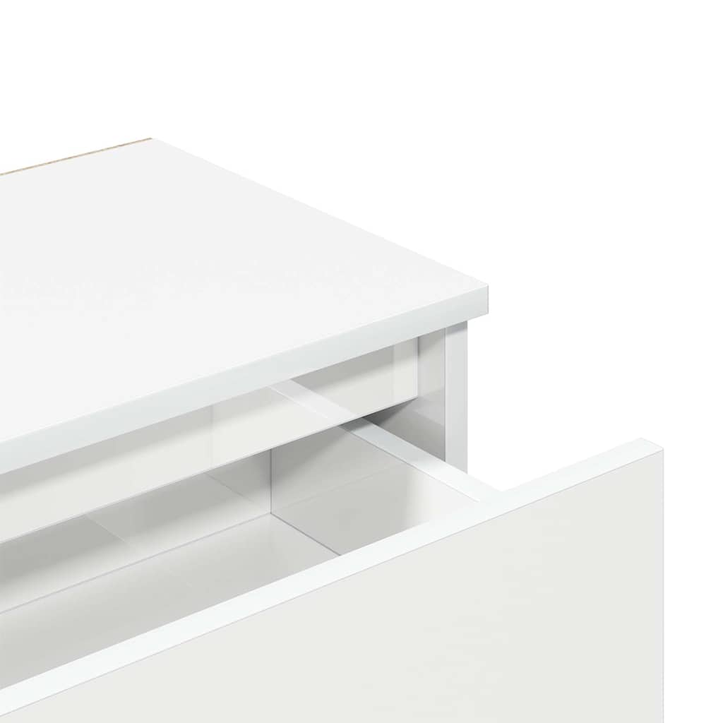 Nattbord 2 stk høyglans hvit 40x30x39 cm konstruert tre